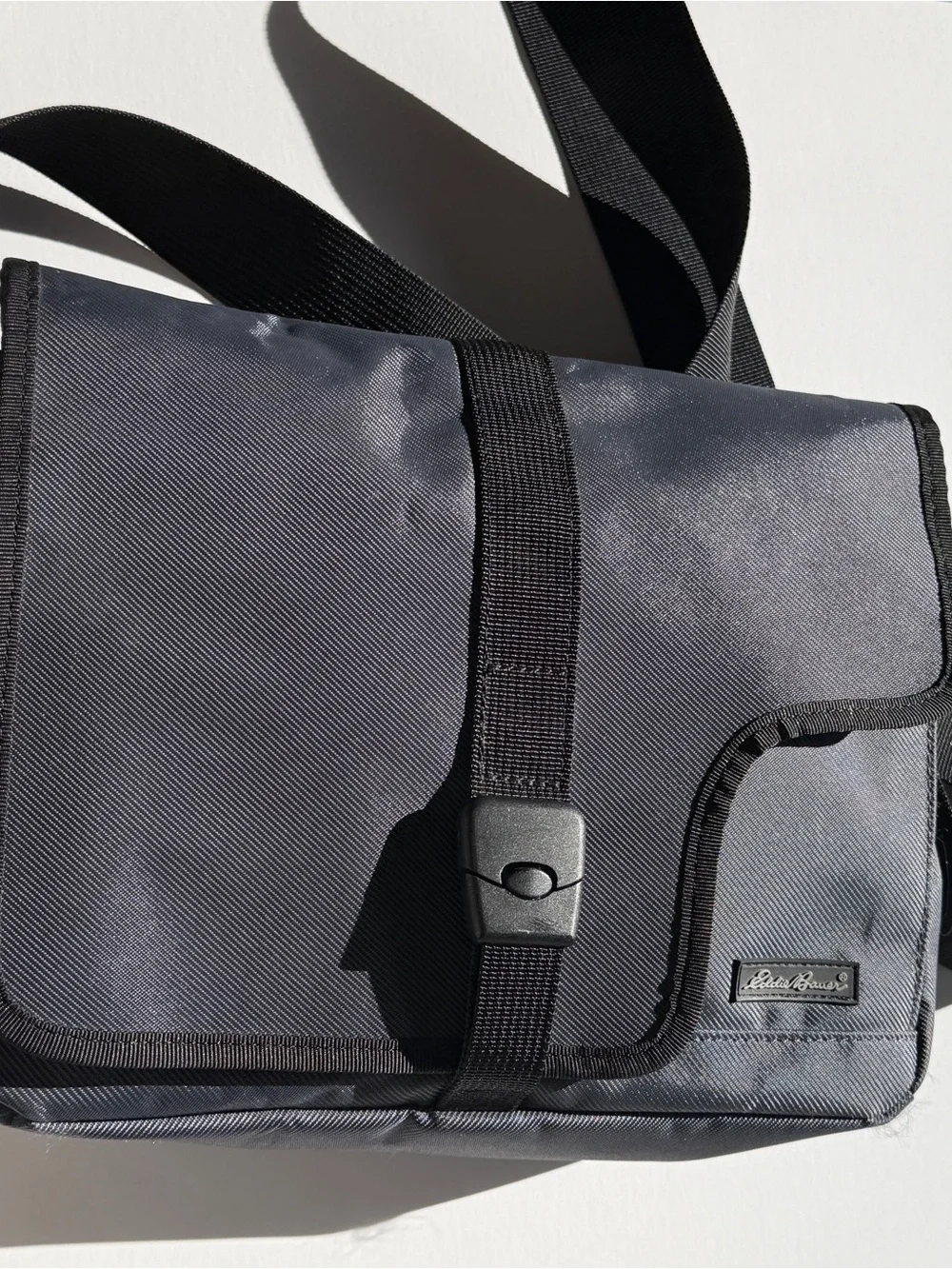 Eddie Bauer Gray and Black Messenger Bag with Shoulder Strap